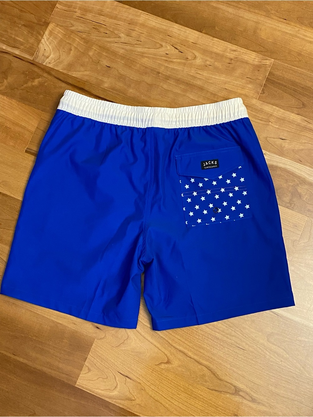 Jacks Surfboards Royal Blue Board shorts with Red Piping & White Stars